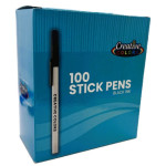 Black Stick Pens – 100‑Pack – Bulk Case of 12