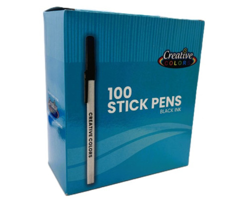Black Stick Pens – 100‑Pack – Bulk Case of 12