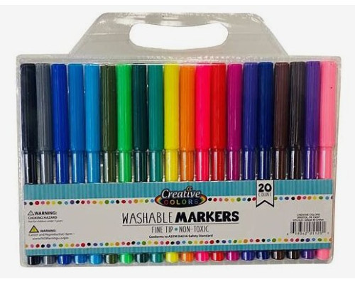 Fine Tip Washable Markers – 20 Colors