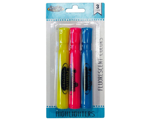 Highlighters – 3 Pack – Fluorescent Yellow, Pink & Blue