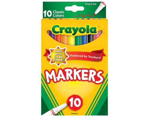 Crayola Fine Line Markers – 10 Classic Colors 