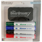 Dry Erase Marker & Eraser Set – Chisel Tip – 4 Colors