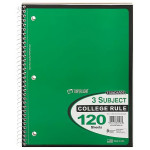 3 Subject Spiral Notebooks – College Ruled – 120 Sheets
