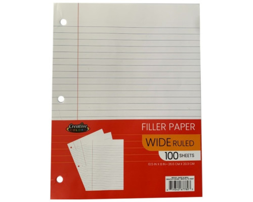 Wide Ruled Filler Paper – 100 Sheets 
