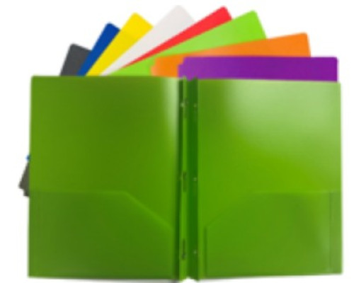 Two‑Pocket Poly Folders with Brads – Durable Plastic