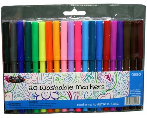 20 Pack Fine tip Washable Markers