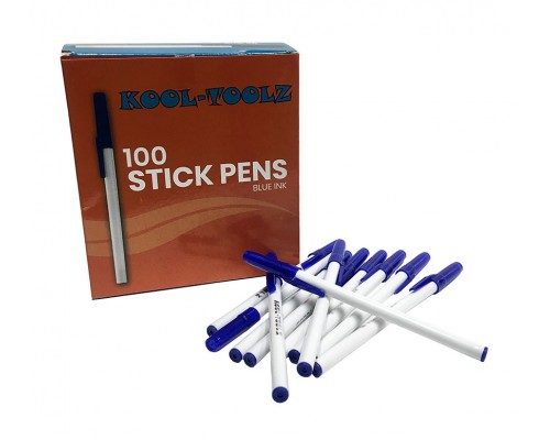 100 Pack Blue Bulk Stick Pens