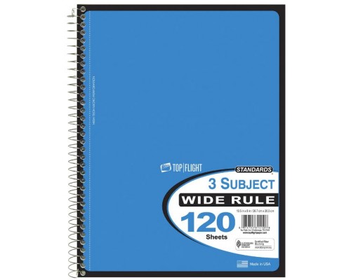 3 Subject Top Flight Spiral Notebooks College Ruled