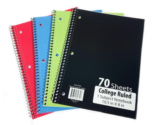 70 Sheet Spiral Notebook College Ruled