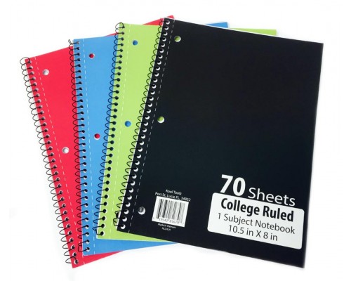 70 Sheet Spiral Notebook College Ruled